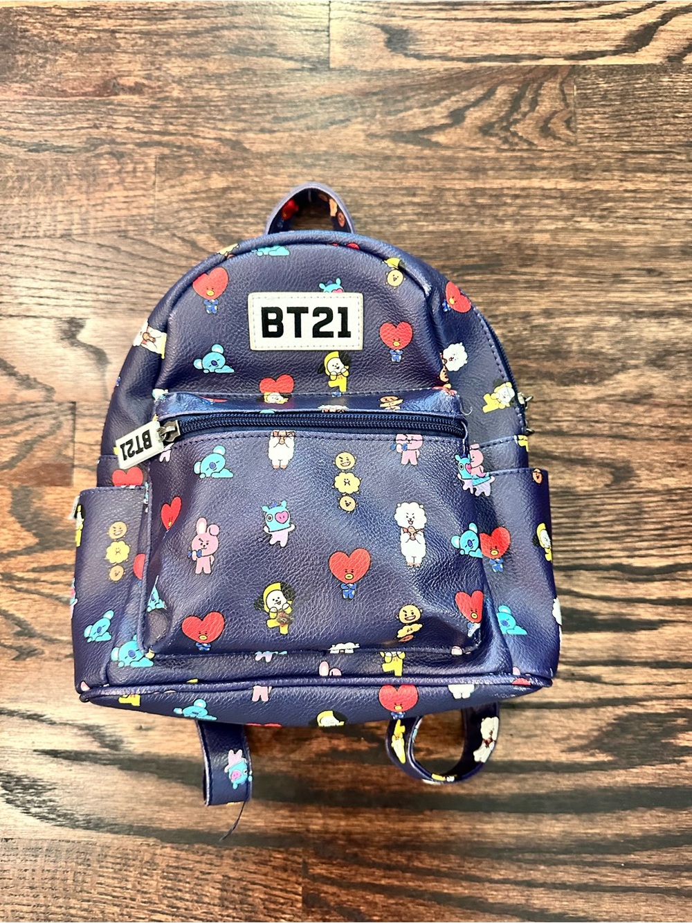 BT21 BTS LINE FRIENDS Navy Faux Leather Mini Backpack